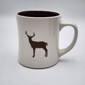 Starbucks 2008 Coffee Mug Deer Elk Stag Antlers‎ Embossed 12oz Brown Interior